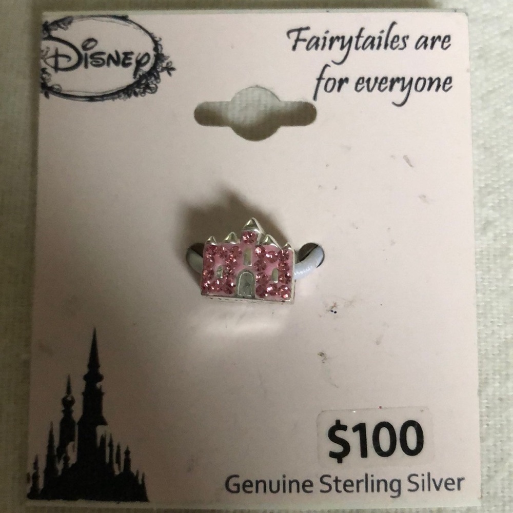 Disney sterling Silver pink castle sliding charm